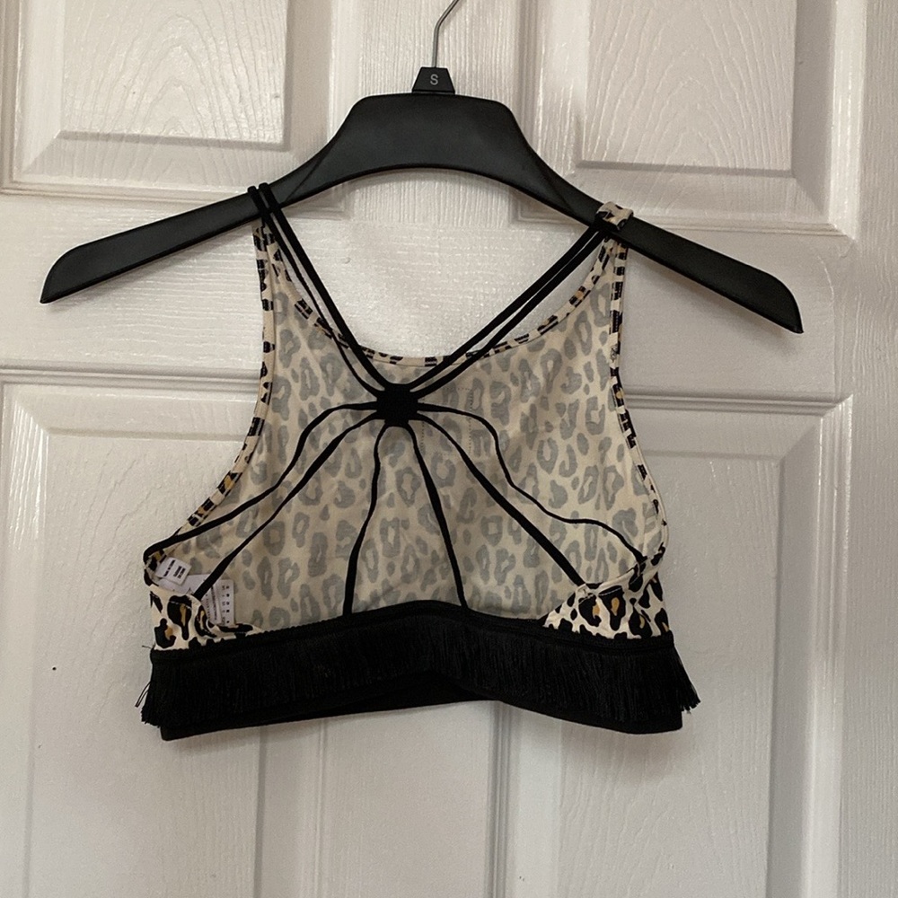Charlotte Olympia x Puma Leopard Print Black Fringe Crop Top Sports Bra - Picture 10 of 10